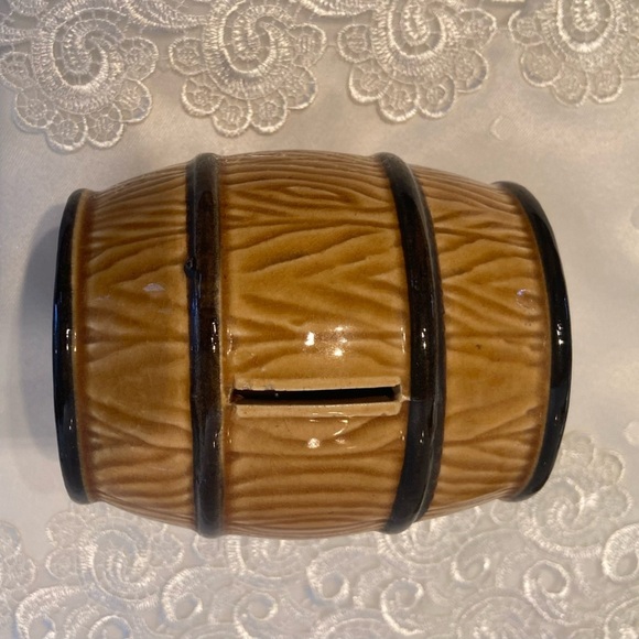 Vintage glazed ceramic Beer Barrel “Cuss Box” “swear jar” piggy bank (humour) - Picture 2 of 12